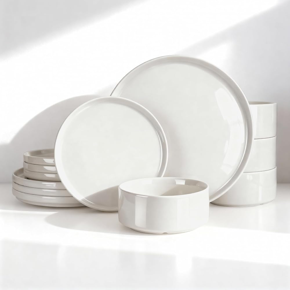 Porcelain Dinnerware Set, 12-Piece, White